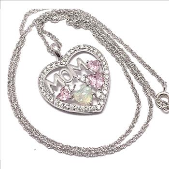 18k Gold Overlay 2.00ctw Multicolor Stones & Diamonique Diamond Heart Necklace