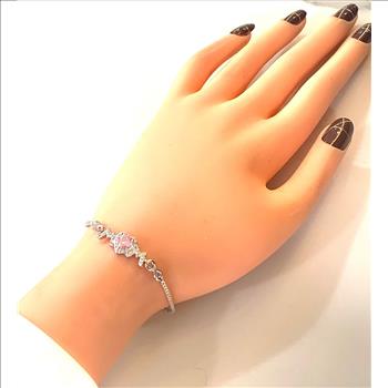 18k Gold Overlay 2.00ctw Pink Topaz & Diamonique Diamond Adjustable Tennis Bracelet