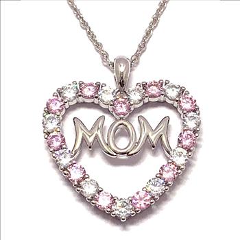 18k Gold Overlay 2.00ctw Pink Topaz & Diamonique Diamond Heart Necklace