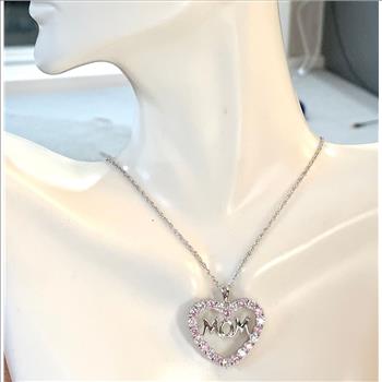 18k Gold Overlay 2.00ctw Pink Topaz & Diamonique Diamond Heart Necklace