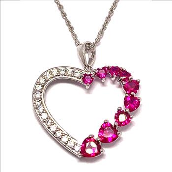 18k Gold Overlay 2.00ctw Ruby & Diamonique Diamonds Heart Necklace