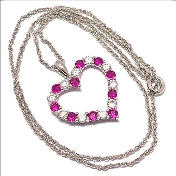 18k Gold Overlay 2.00ctw Ruby & Diamonique Diamonds Heart Necklace
