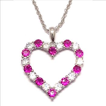 18k Gold Overlay 2.00ctw Ruby & Diamonique Diamonds Heart Necklace