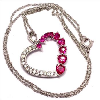 18k Gold Overlay 2.00ctw Ruby & Diamonique Diamonds Heart Necklace