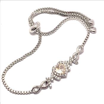 18k Gold Overlay 2.00ctw Yellow Quartz & Diamonique Diamond Adjustable Tennis Bracelet