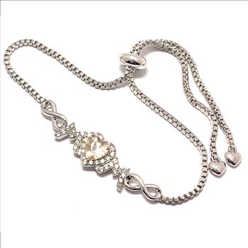 18k Gold Overlay 2.00ctw Yellow Quartz & Diamonique Diamond Adjustable Tennis Bracelet