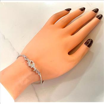 18k Gold Overlay 2.00ctw Yellow Quartz & Diamonique Diamond Adjustable Tennis Bracelet