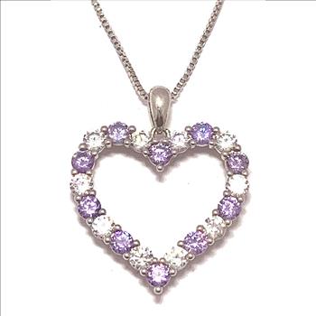 18k Gold Overlay 2.50ctw Lilac Amethyst & Diamonique Diamonds Heart Necklace