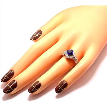 18k Gold Overlay 2.50ctw Sapphire & Diamonique Diamond Ring