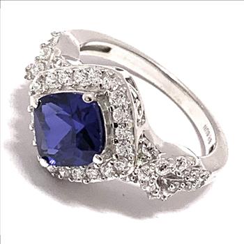 18k Gold Overlay 2.50ctw Sapphire & Diamonique Diamond Ring