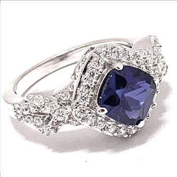 18k Gold Overlay 2.50ctw Sapphire & Diamonique Diamond Ring
