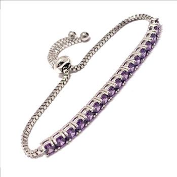 18k Gold Overlay 3.00ctw Amethyst Adjustable Tennise Bracelet
