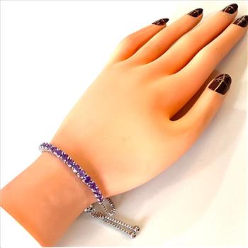 18k Gold Overlay 3.00ctw Amethyst Adjustable Tennise Bracelet