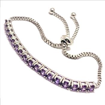 18k Gold Overlay 3.00ctw Amethyst Adjustable Tennise Bracelet