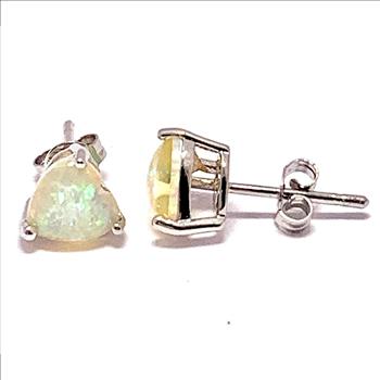 18k Gold Overlay 3.00ctw Opal Stud Earrings