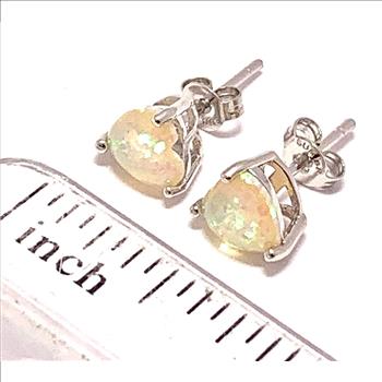 18k Gold Overlay 3.00ctw Opal Stud Earrings