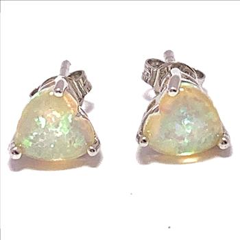 18k Gold Overlay 3.00ctw Opal Stud Earrings