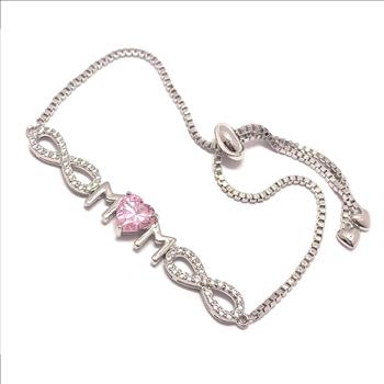 18k Gold Overlay 3.00ctw Pink Topaz & Diamonique Diamond  Adjustable Tennis Bracelet