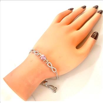 18k Gold Overlay 3.00ctw Pink Topaz & Diamonique Diamond  Adjustable Tennis Bracelet