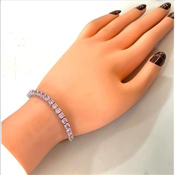 18k Gold Overlay 3.00ctw Pink Topaz & Diamonique Diamond Tennis Bracelet