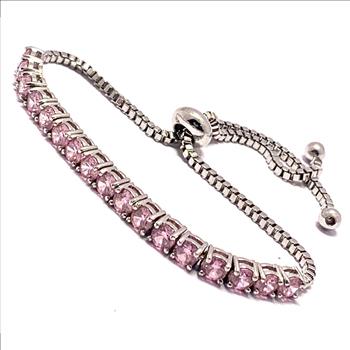 18k Gold Overlay 3.00ctw Pink Topaz & Diamonique Diamond Tennis Bracelet