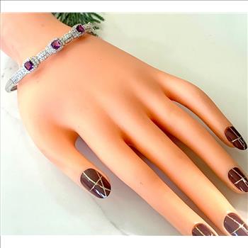 18k Gold Overlay 4.50ctw Amethyst & Diamonique Diamond Bangle Bracelet