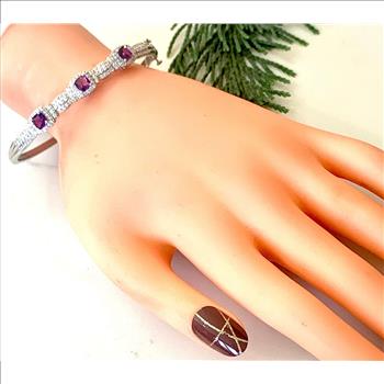 18k Gold Overlay 4.50ctw Amethyst & Diamonique Diamond Bangle Bracelet