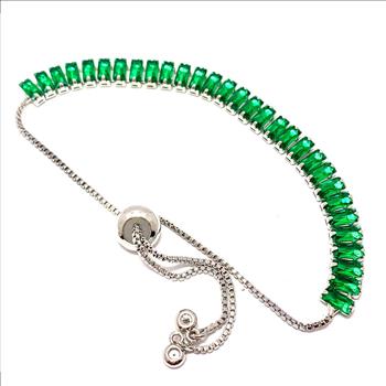 18K Gold Overlay 5.00ctw Emerald Adjustable Tennis Bracelet