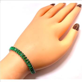 18K Gold Overlay 5.00ctw Emerald Adjustable Tennis Bracelet