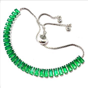 18K Gold Overlay 5.00ctw Emerald Adjustable Tennis Bracelet