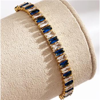 18K Gold Overlay 5.00ctw Sapphire & Diamonique Diamond Adjustable 7”-9” Long Bracelet