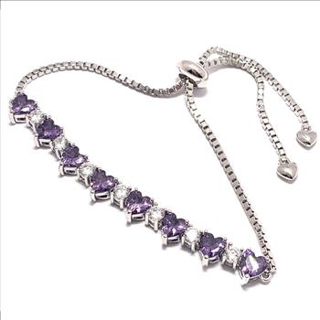 18k Gold Overlay 6.00ctw Amethyst & Diamonique Diamond Tennis Bracelet