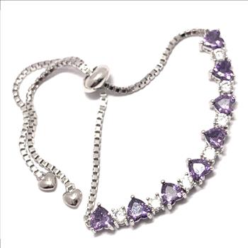 18k Gold Overlay 6.00ctw Amethyst & Diamonique Diamond Tennis Bracelet