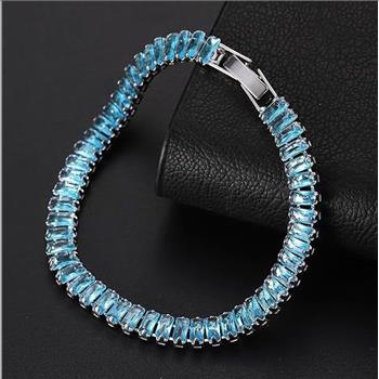 18k Gold Overlay 7.00ctw Blue Topaz Tennis Bracelet
