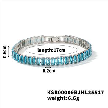 18k Gold Overlay 7.00ctw Blue Topaz Tennis Bracelet