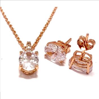 18k Gold Overlay 8.00ctw Diamonique Diamonds Necklace & Earrings Set