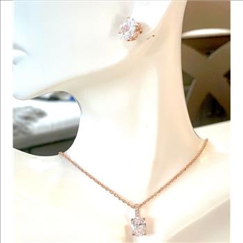 18k Gold Overlay 8.00ctw Diamonique Diamonds Necklace & Earrings Set