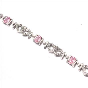 18k Gold Overlay 8.00ctw Pink Topaz & Diamonique Diamond Tennise Bracelet