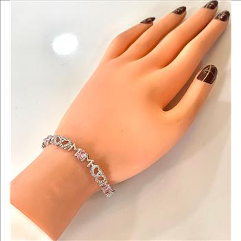 18k Gold Overlay 8.00ctw Pink Topaz & Diamonique Diamond Tennise Bracelet