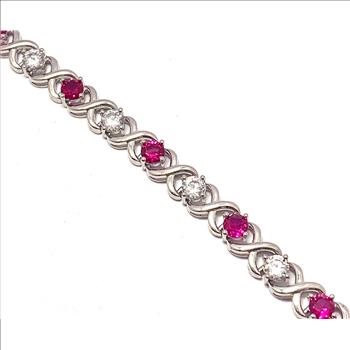 18k Gold Overlay 8.00ctw Ruby & Diamonique Diamond Tennis Bracelet