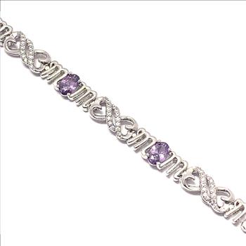 18k Gold Overlay 8.50ctw Amethyst & Diamonique Diamond Tennis Bracelet