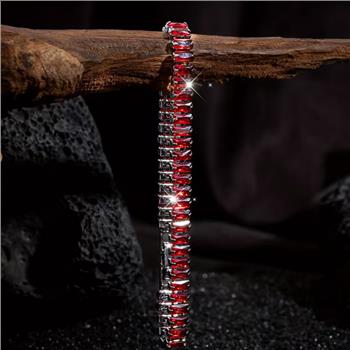 18K Gold Overlay 9.00ctw Garnet 7” Long Bracelet