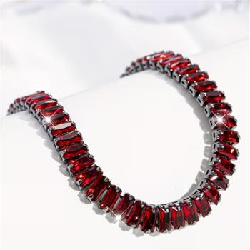 18K Gold Overlay 9.00ctw Garnet 7” Long Bracelet