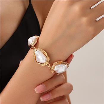 18K Gold Overlay Mother of Pearl Set Necklace, Bracelet & Earrings