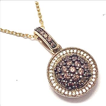 18k Rose Gold & .925 Sterling Silver 1.00ctw Chocolate & White Diamonique Diamond Necklace