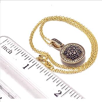 18k Rose Gold & .925 Sterling Silver 1.00ctw Chocolate & White Diamonique Diamond Necklace