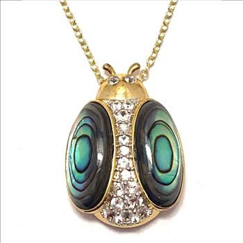 $291 COLORE SG Lorenzo 18K YG & .925 Sterling Silver 5.96ctw Genuine Opal & 0.45ctw White Topaz Necklace