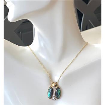 $291 COLORE SG Lorenzo 18K YG & .925 Sterling Silver 5.96ctw Genuine Opal & 0.45ctw White Topaz Necklace