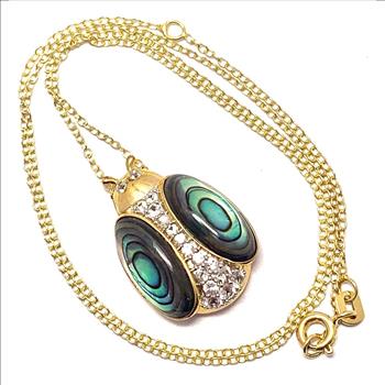 $291 COLORE SG Lorenzo 18K YG & .925 Sterling Silver 5.96ctw Genuine Opal & 0.45ctw White Topaz Necklace