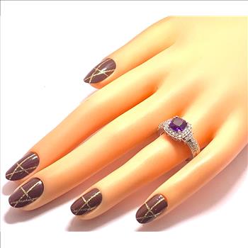 3.00ctw Amethyst & Diamonique Diamond Ring